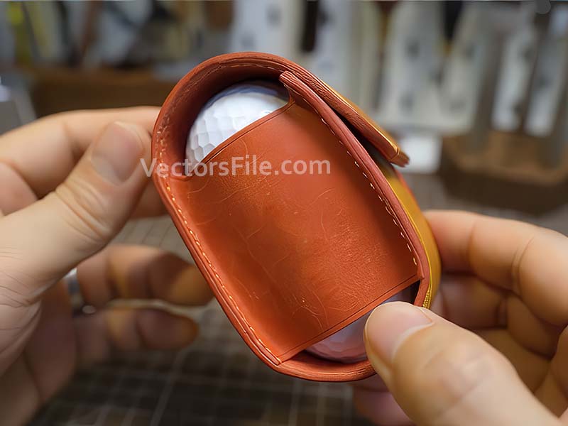 Laser Cut Leather Pouch for Golf Ball with Tee Holder Template