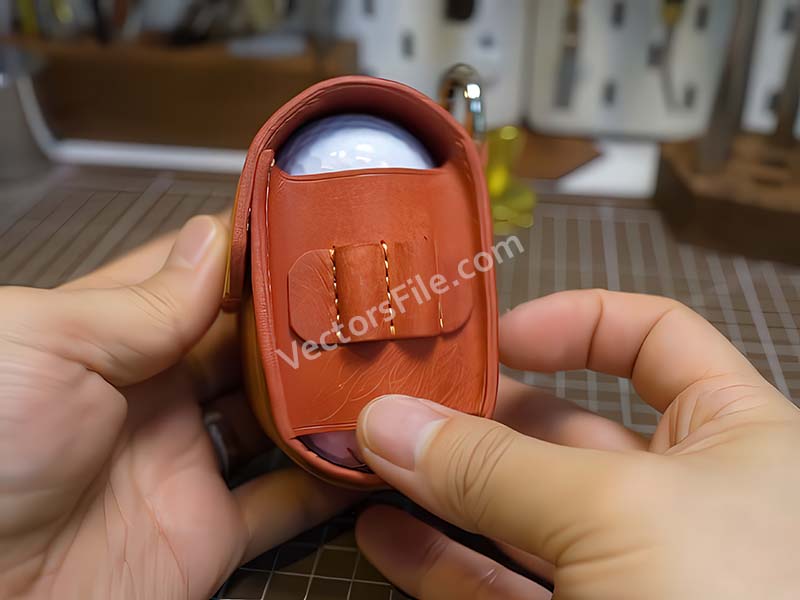 Laser Cut Leather Pouch for Golf Ball with Tee Holder Template