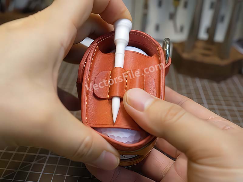 Laser Cut Leather Pouch for Golf Ball with Tee Holder Template