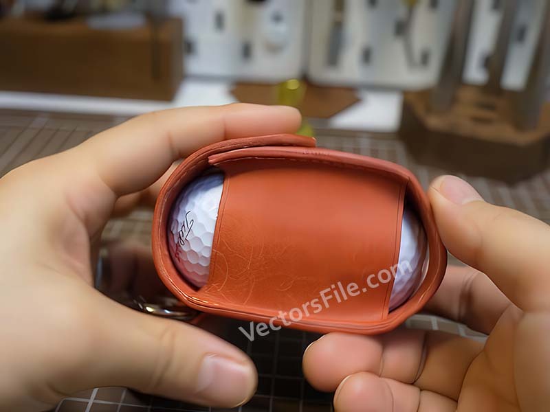 Laser Cut Leather Pouch for Golf Ball with Tee Holder Template