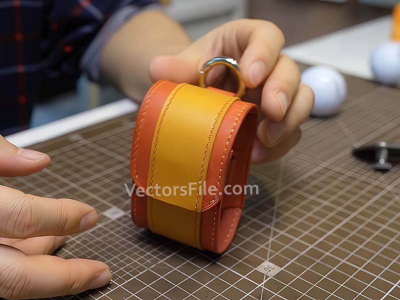 Laser Cut Leather Pouch for Golf Ball with Tee Holder Template