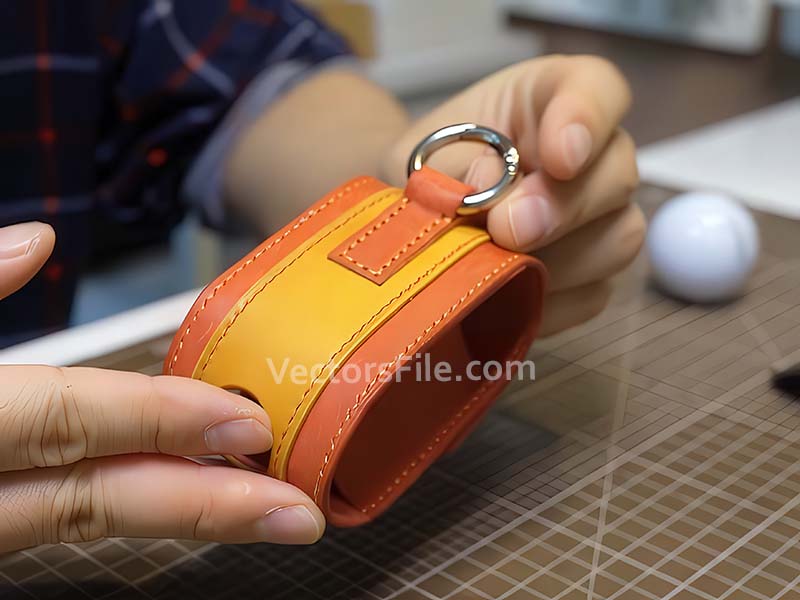 Laser Cut Leather Pouch for Golf Ball with Tee Holder Template
