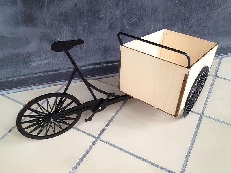 Laser cut Bicycle Cart Wooden Gift Basket Vector File