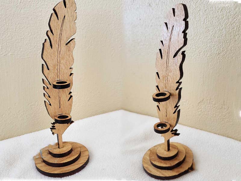 Laser Cut Feather Pen Holder Stand Template