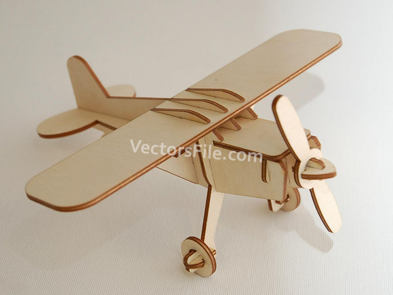 Laser Cut 3D Puzzle Airplane Toy Model Kit Vector File