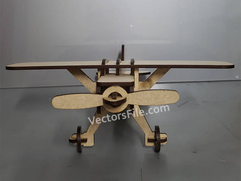Laser Cut 3D Puzzle Airplane Toy Model Kit Vector File