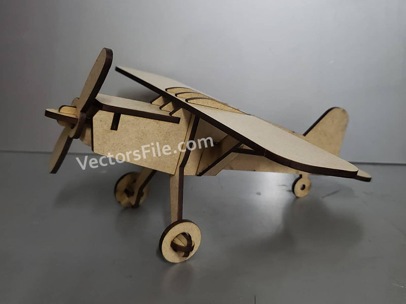 Laser Cut 3D Puzzle Airplane Toy Model Kit Vector File
