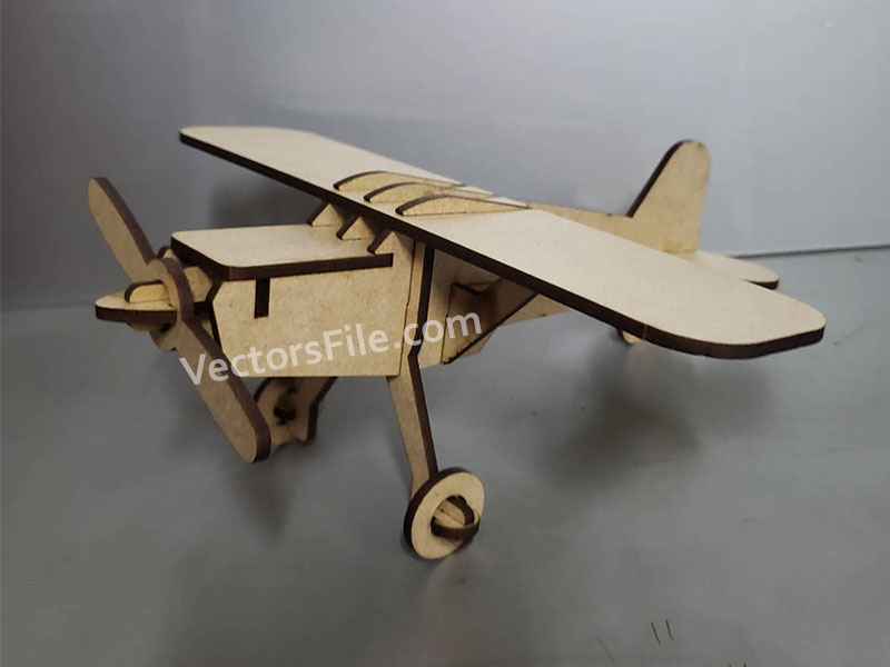 Laser Cut 3D Puzzle Airplane Toy Model Kit Vector File