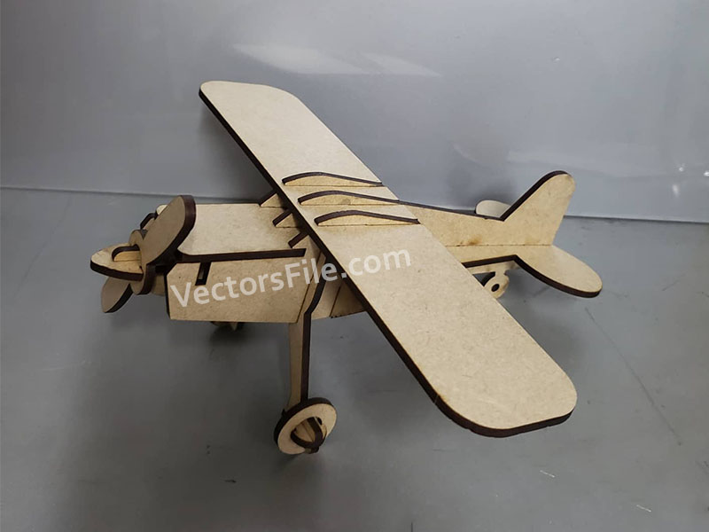 Laser Cut 3D Puzzle Airplane Toy Model Kit Vector File