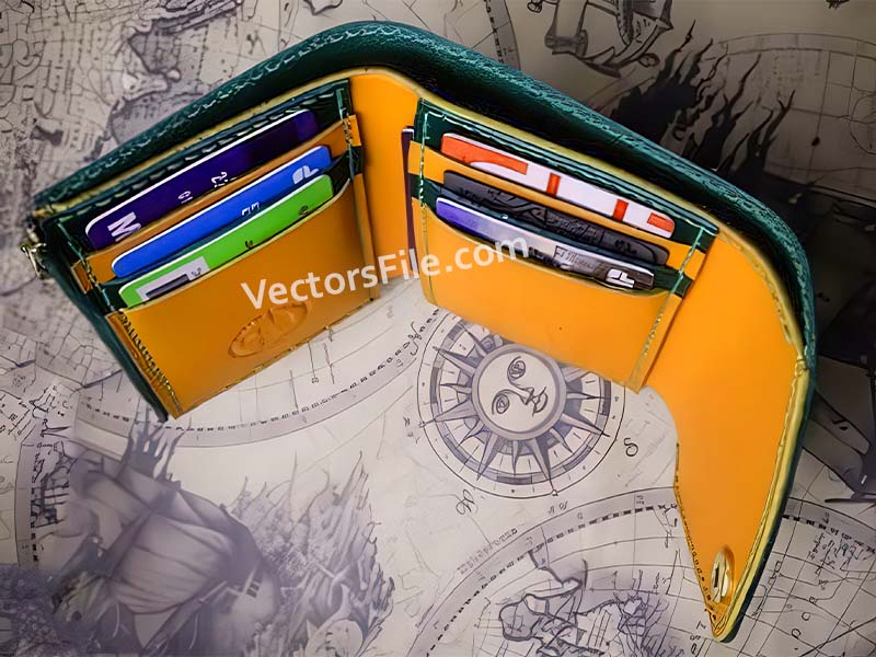 Laser Cut Leather Trifold Wallet Pattern Template
