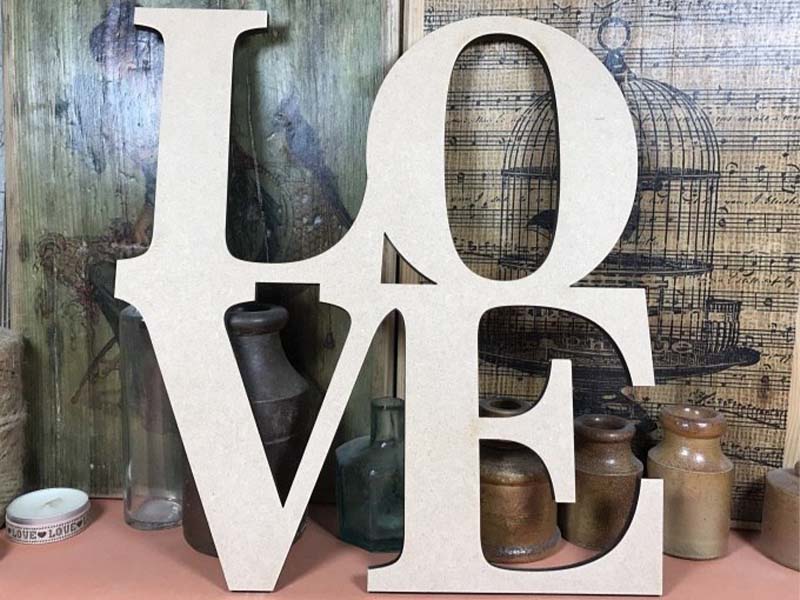 Laser Cut Home Decor Love Sign Vector Template