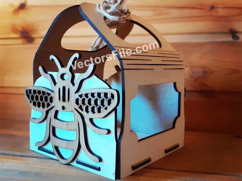 Laser Cut Honey Jar Wooden Carrier Basket Design