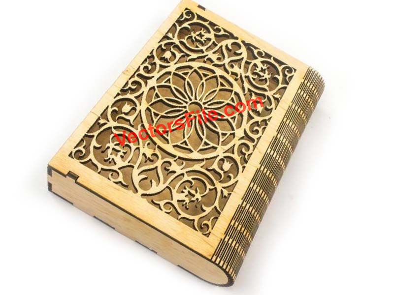 Laser Cut Book Gift Box Living Hinge Pattern Design