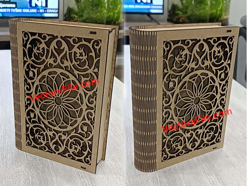 Laser Cut Book Gift Box Living Hinge Pattern Design