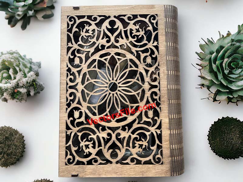 Laser Cut Book Gift Box Living Hinge Pattern Design