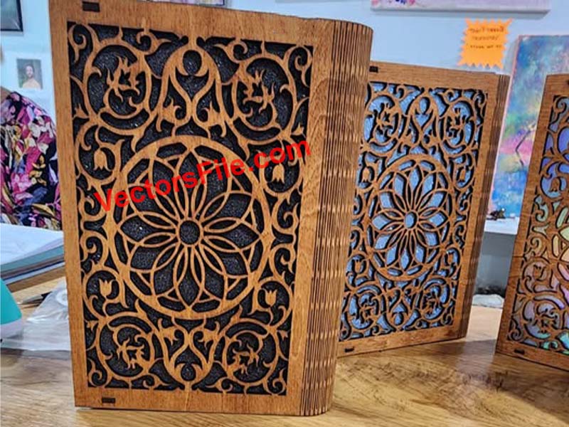 Laser Cut Book Gift Box Living Hinge Pattern Design