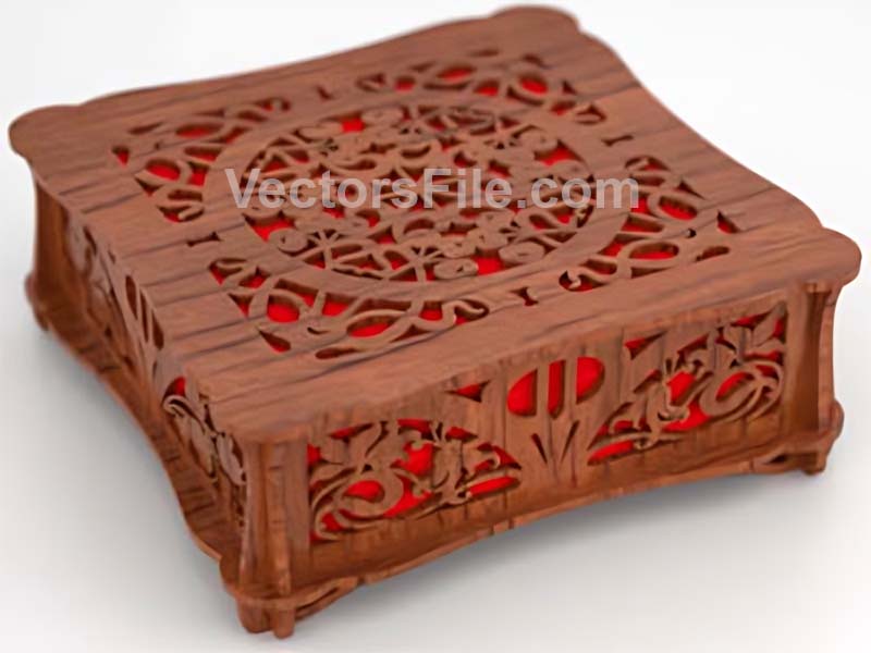 Laser Cut Square Jewelry Box Design Wooden Gift Box Idea