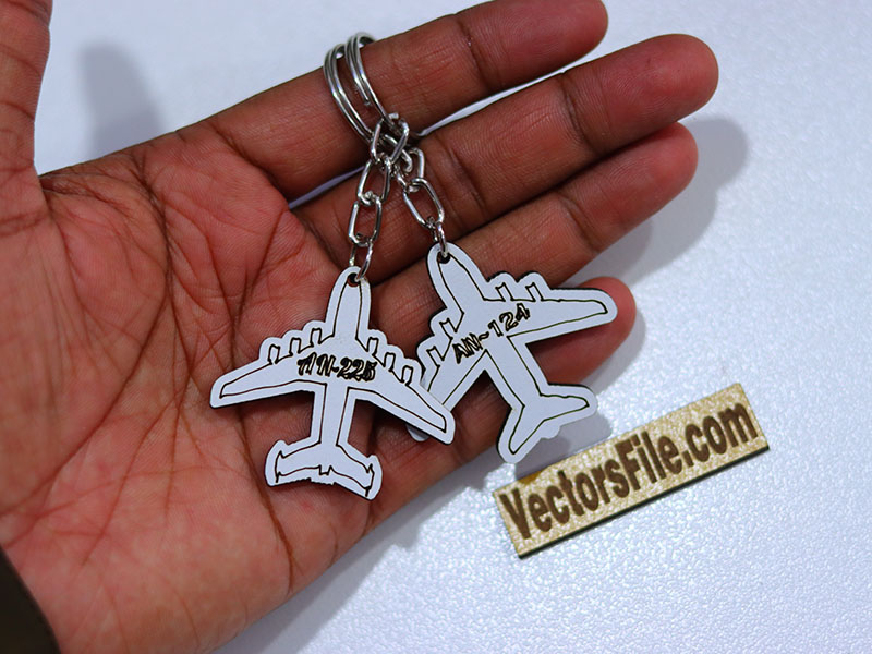 Laser Cut Aeroplane Keychain Design Keyring Template