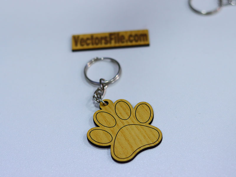 Laser Cut Dog Paw Keyring Design Keychain Template