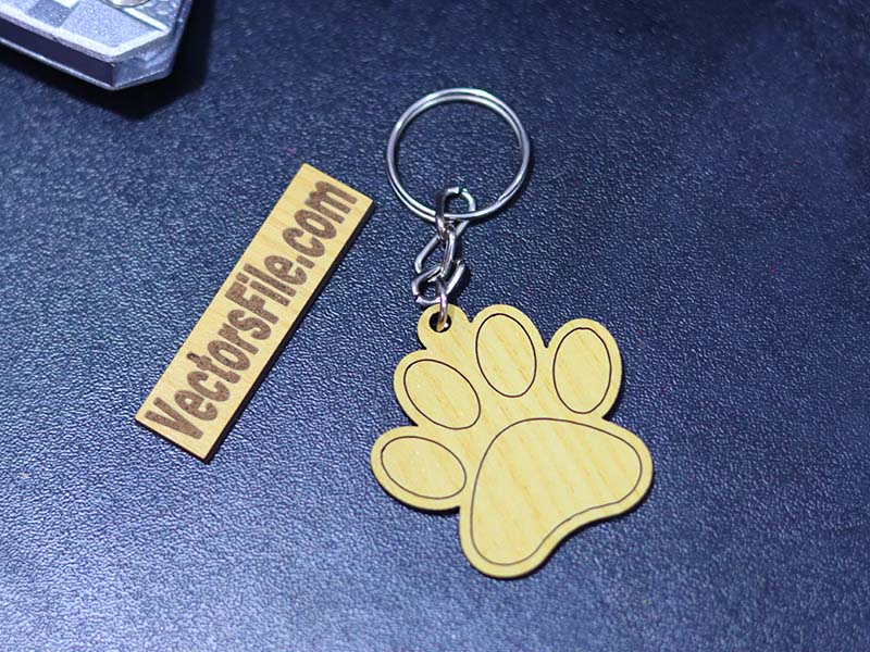 Laser Cut Dog Paw Keyring Design Keychain Template