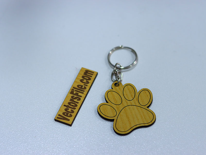 Laser Cut Dog Paw Keyring Design Keychain Template