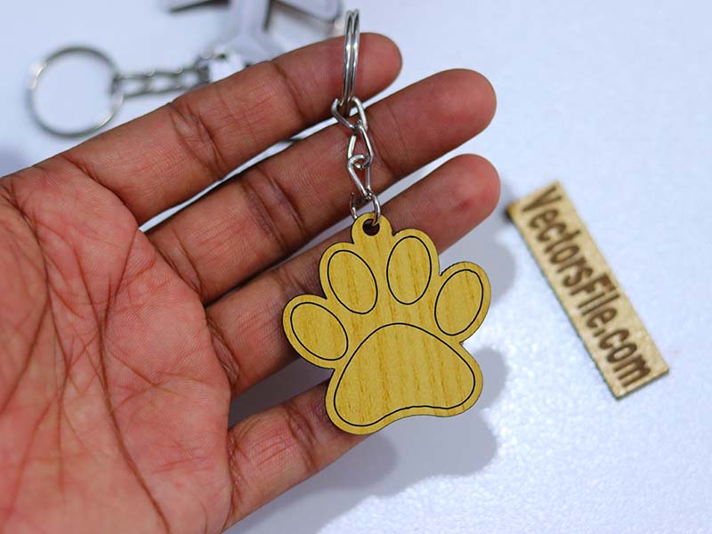 Laser Cut Dog Paw Keyring Design Keychain Template