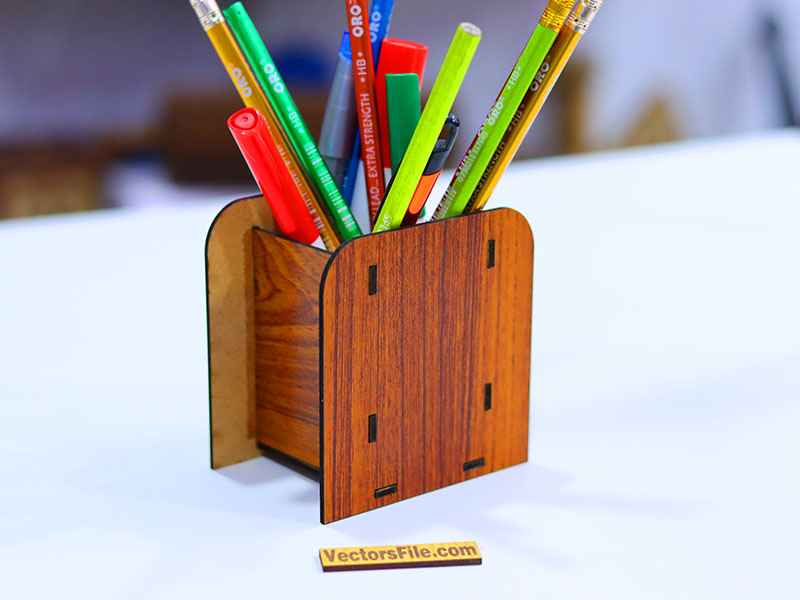 Laser Cut School Pencil Holder For Kids Computer Pattern Pen Stand