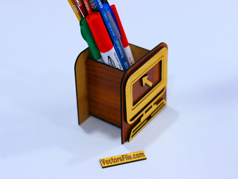 Laser Cut School Pencil Holder For Kids Computer Pattern Pen Stand