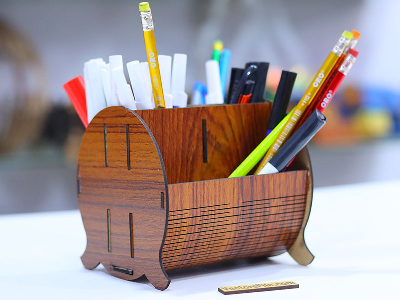 Laser Cut Pen Holder Office Desk Organizer Template