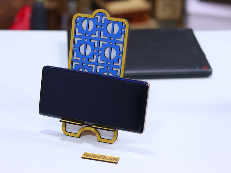 Laser Cut Wooden Mobile Holder Desk Phone Stand Template