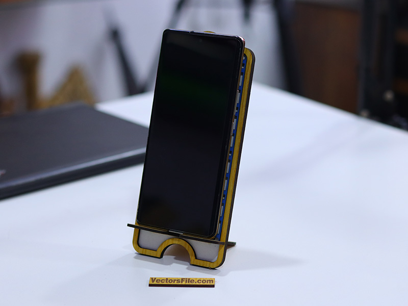Laser Cut Wooden Mobile Holder Desk Phone Stand Template