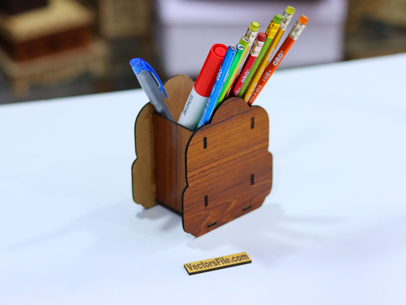 Laser Cut Kids School Bag Pattern Pen and Pencil Holder Template