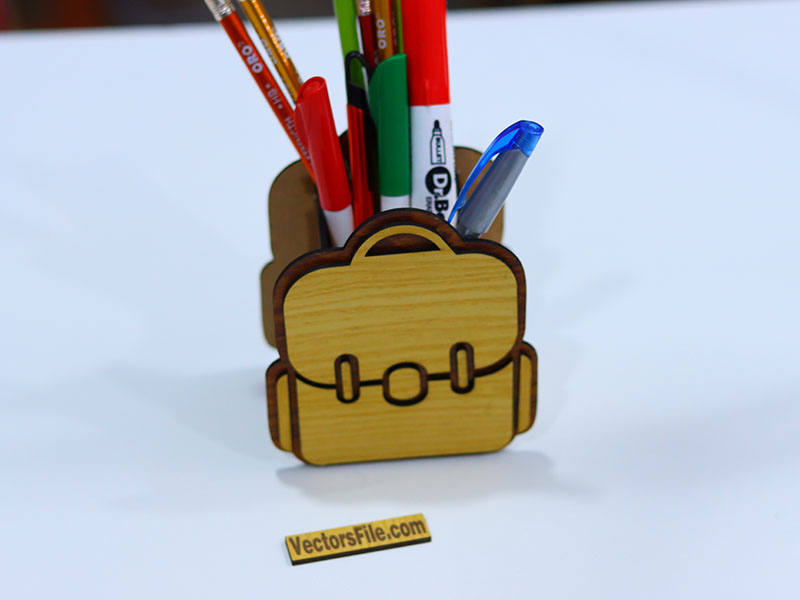 Laser Cut Kids School Bag Pattern Pen and Pencil Holder Template