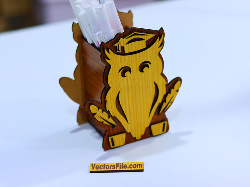 Laser Cut Owl 3D Pen and Pencil Holder Template