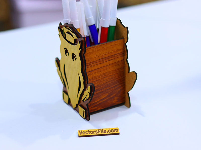 Laser Cut Owl 3D Pen and Pencil Holder Template