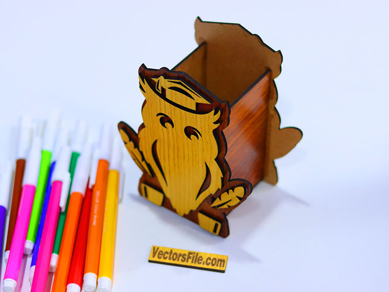 Laser Cut Owl 3D Pen and Pencil Holder Template