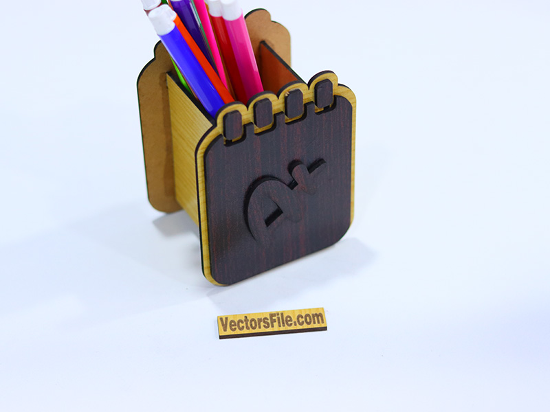 Laser Cut Wooden Pen Holder Desktop Pencil Holder for Kids