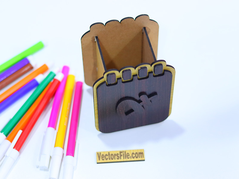 Laser Cut Wooden Pen Holder Desktop Pencil Holder for Kids