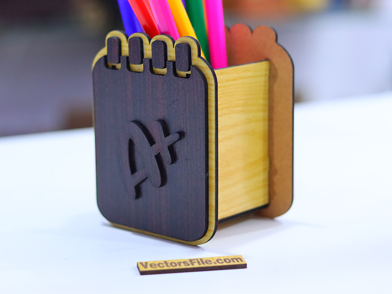 Laser Cut Wooden Pen Holder Desktop Pencil Holder for Kids