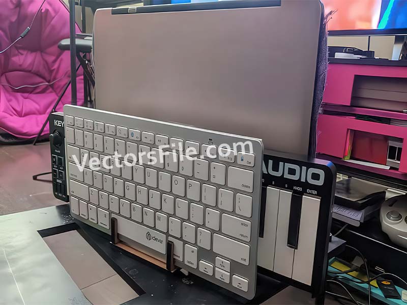 Laser Cut Keyboard and Laptop Holding Desktop Stand