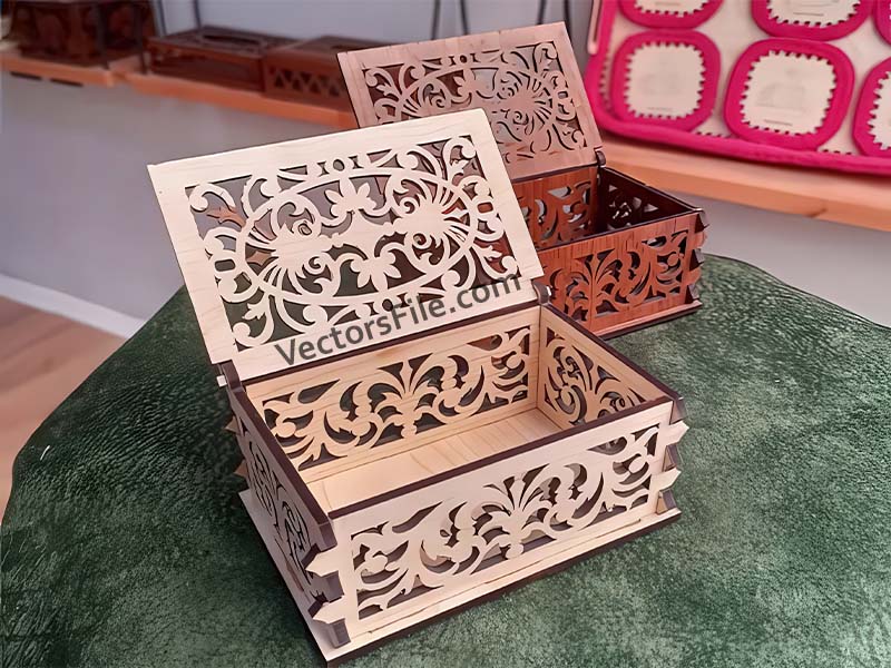 Laser Cut Wooden Jewelry Box 6mm Gift Box Design