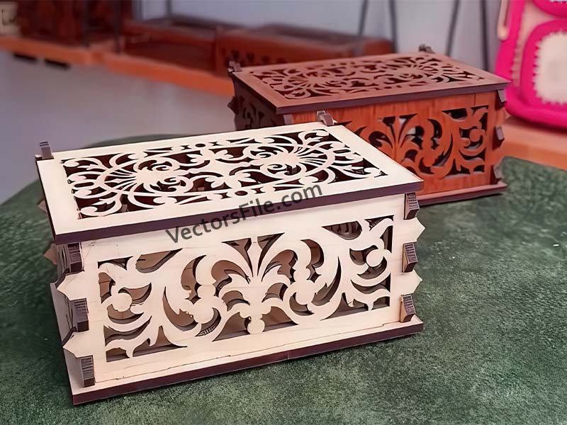 Laser Cut Wooden Jewelry Box 6mm Gift Box Design
