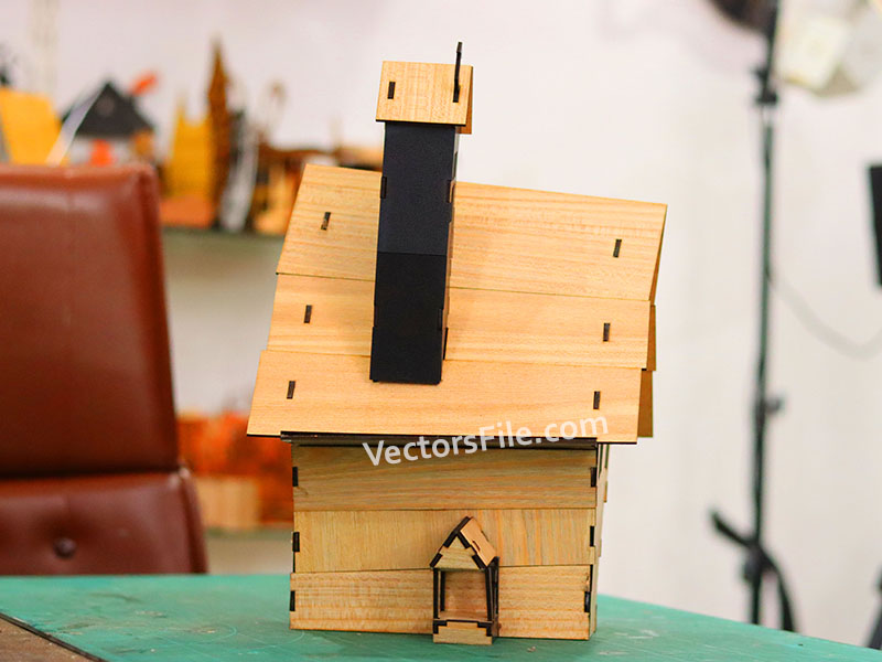 Laser Cut Wood Halloween House Design Dollhouse Template