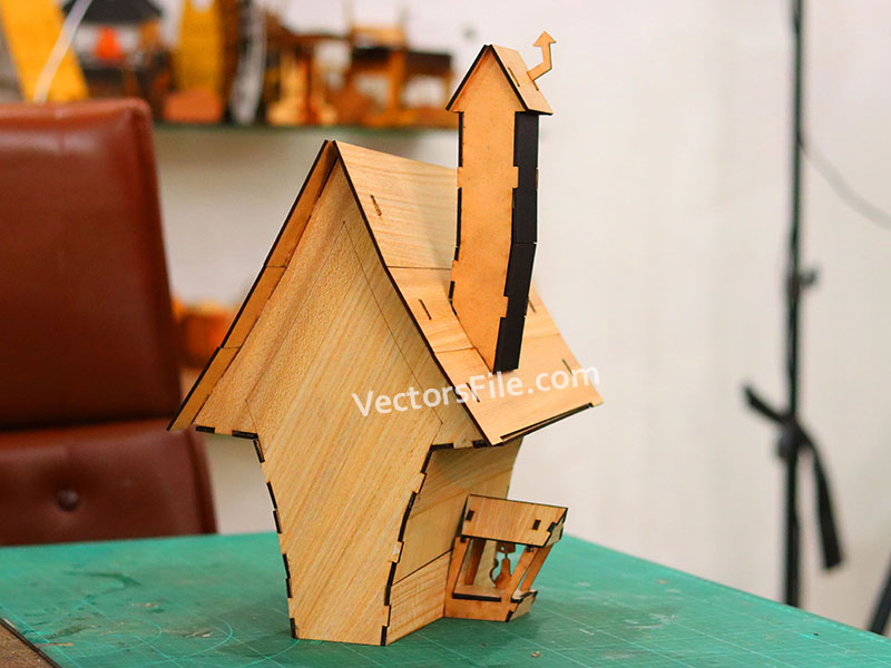 Laser Cut Wood Halloween House Design Dollhouse Template
