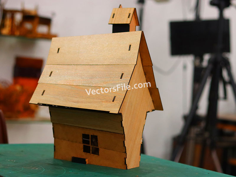 Laser Cut Wood Halloween House Design Dollhouse Template