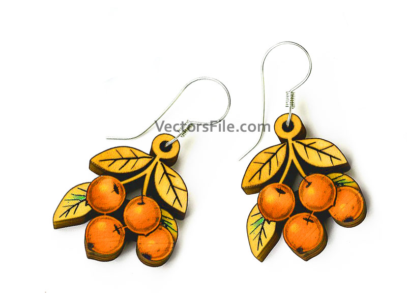 Laser Cut Wooden Fruit and Leaf Earring Design