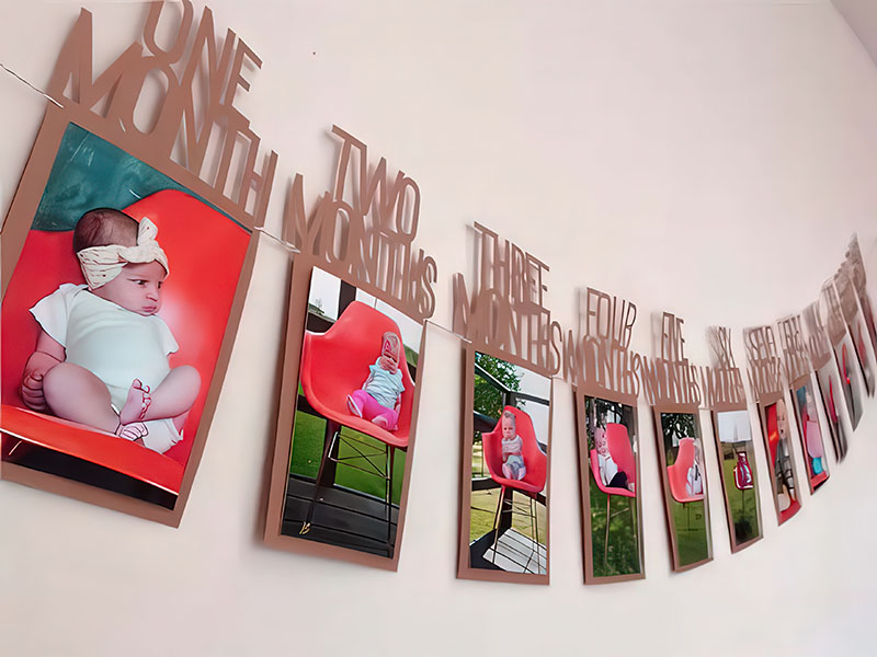 Laser Cut Photo Frame 12 Months Banner First Happy Birthday Party Decoration Kids