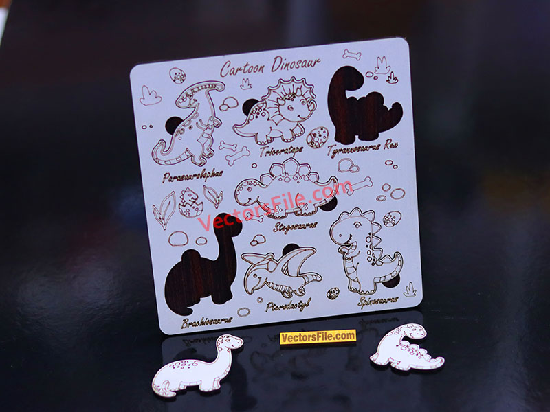 Laser Cut Dinosaur Educational Animal Puzzle Board for Kids