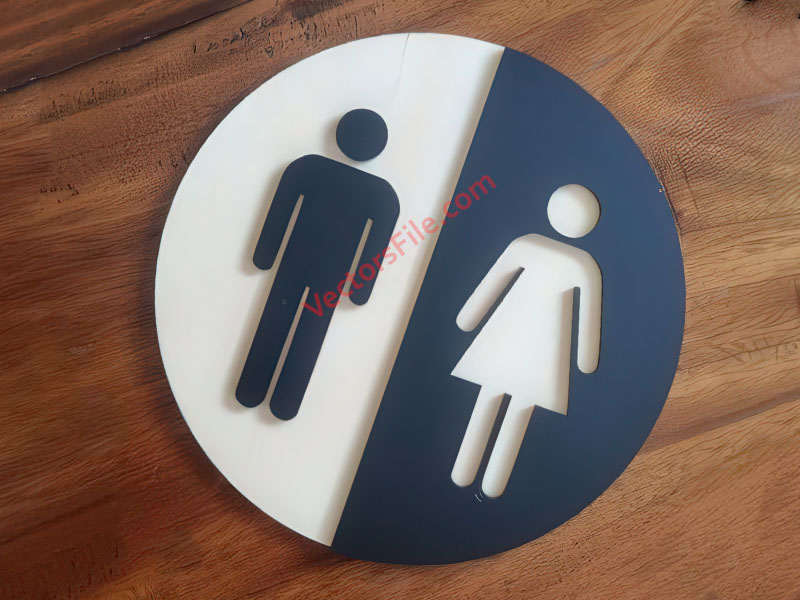 Laser Cut Men and Women Toilet Door Sign Board Template
