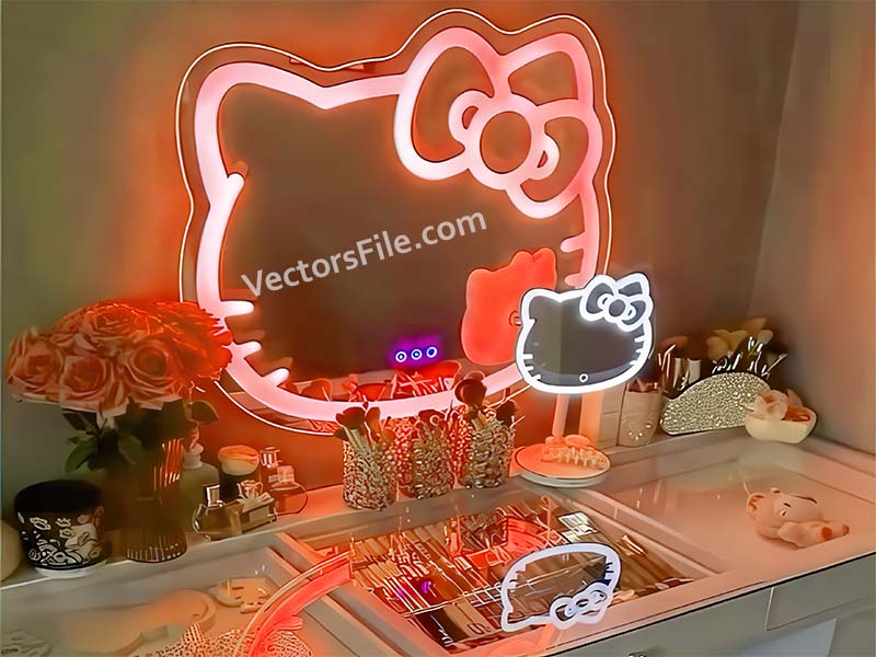 Laser Cut Acrylic Mirror Acrylic Frame Kitty with Bow Template